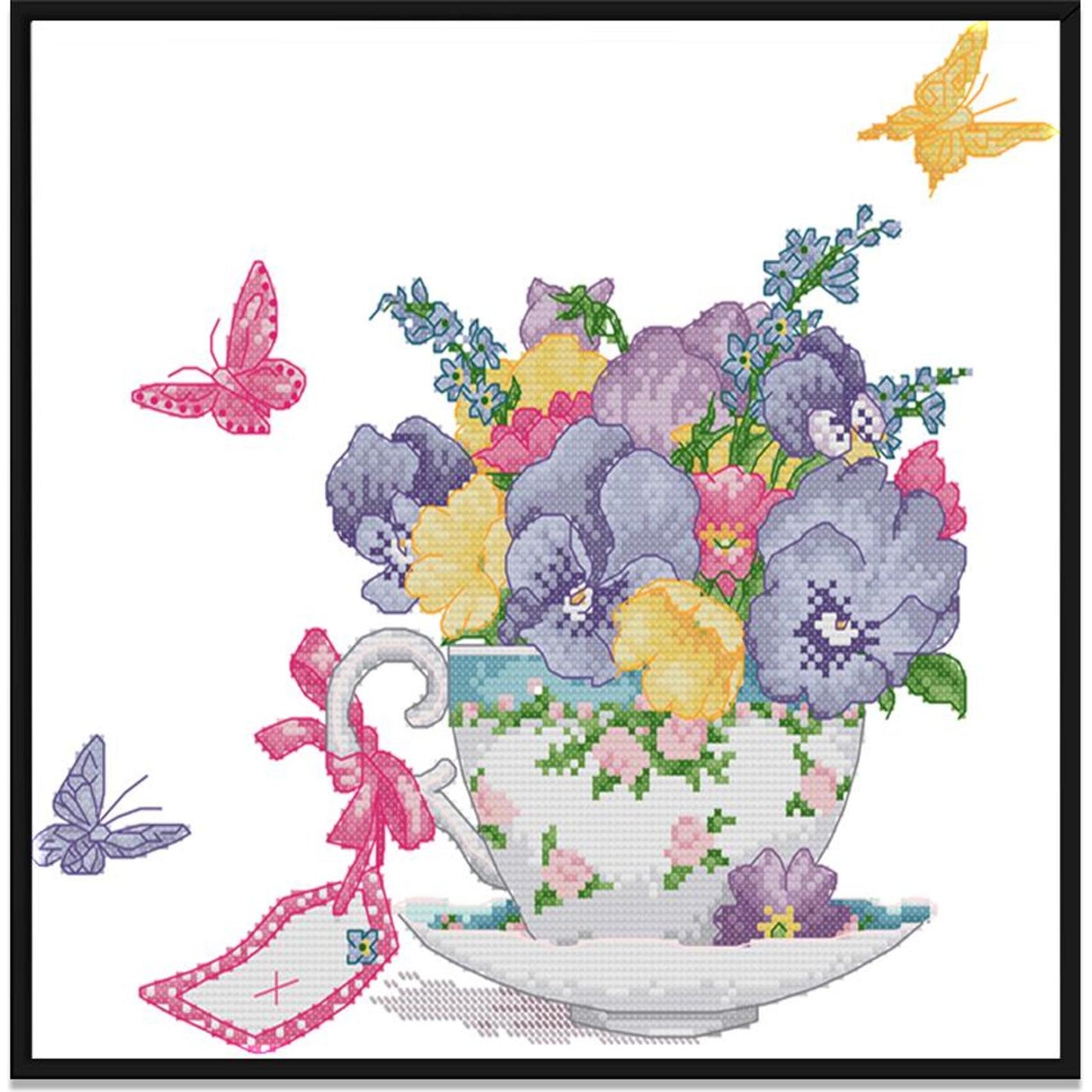 Phalaenopsis In Teacup - 14CT Stamped Cross Stitch 34x31CM - Joy Sunday