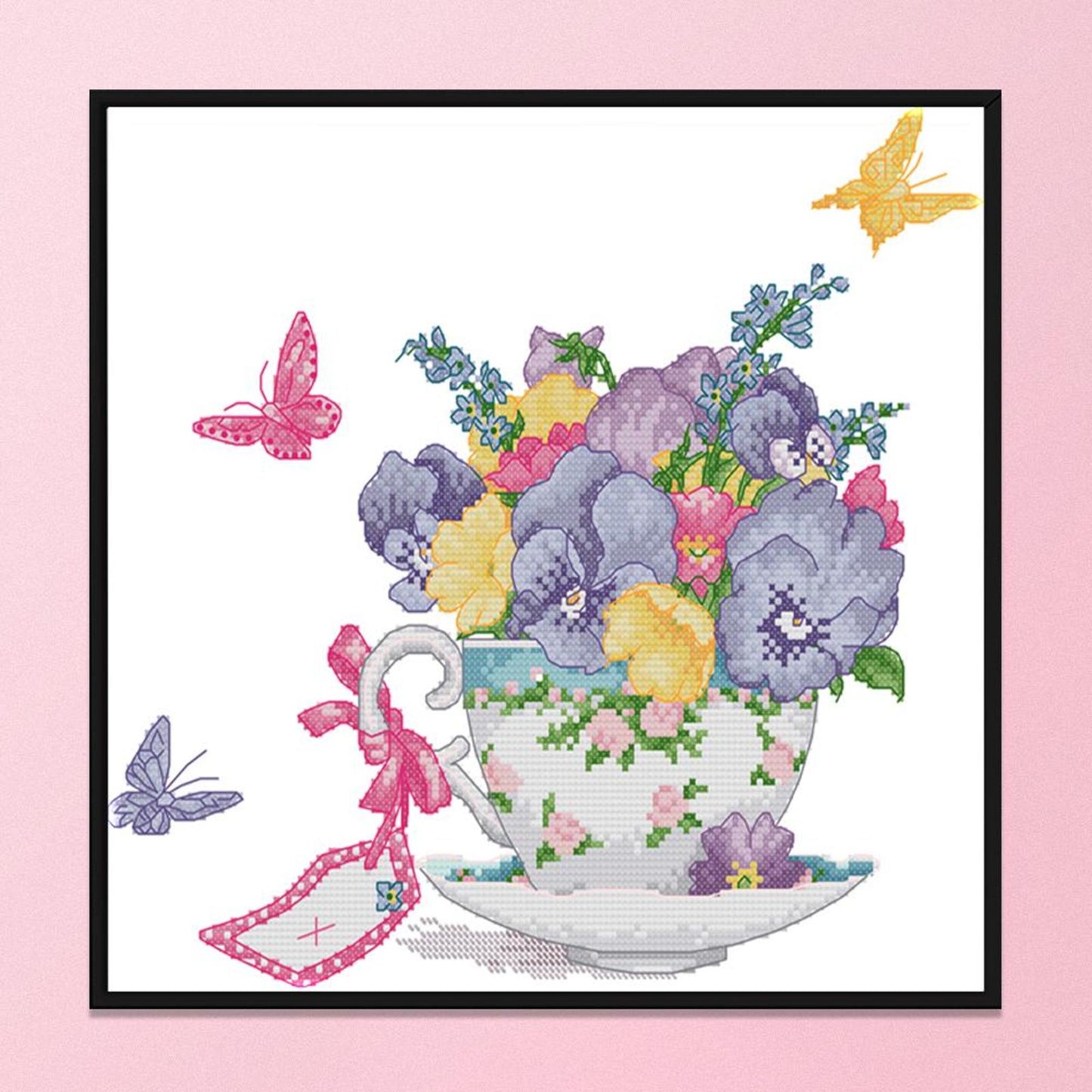 Phalaenopsis In Teacup - 14CT Stamped Cross Stitch 34x31CM - Joy Sunday
