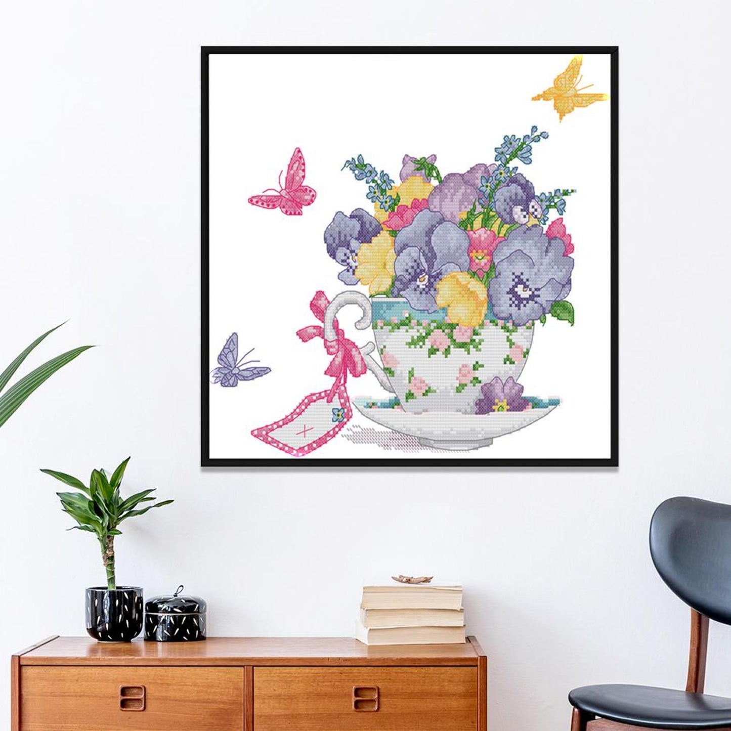 Phalaenopsis In Teacup - 14CT Stamped Cross Stitch 34x31CM - Joy Sunday