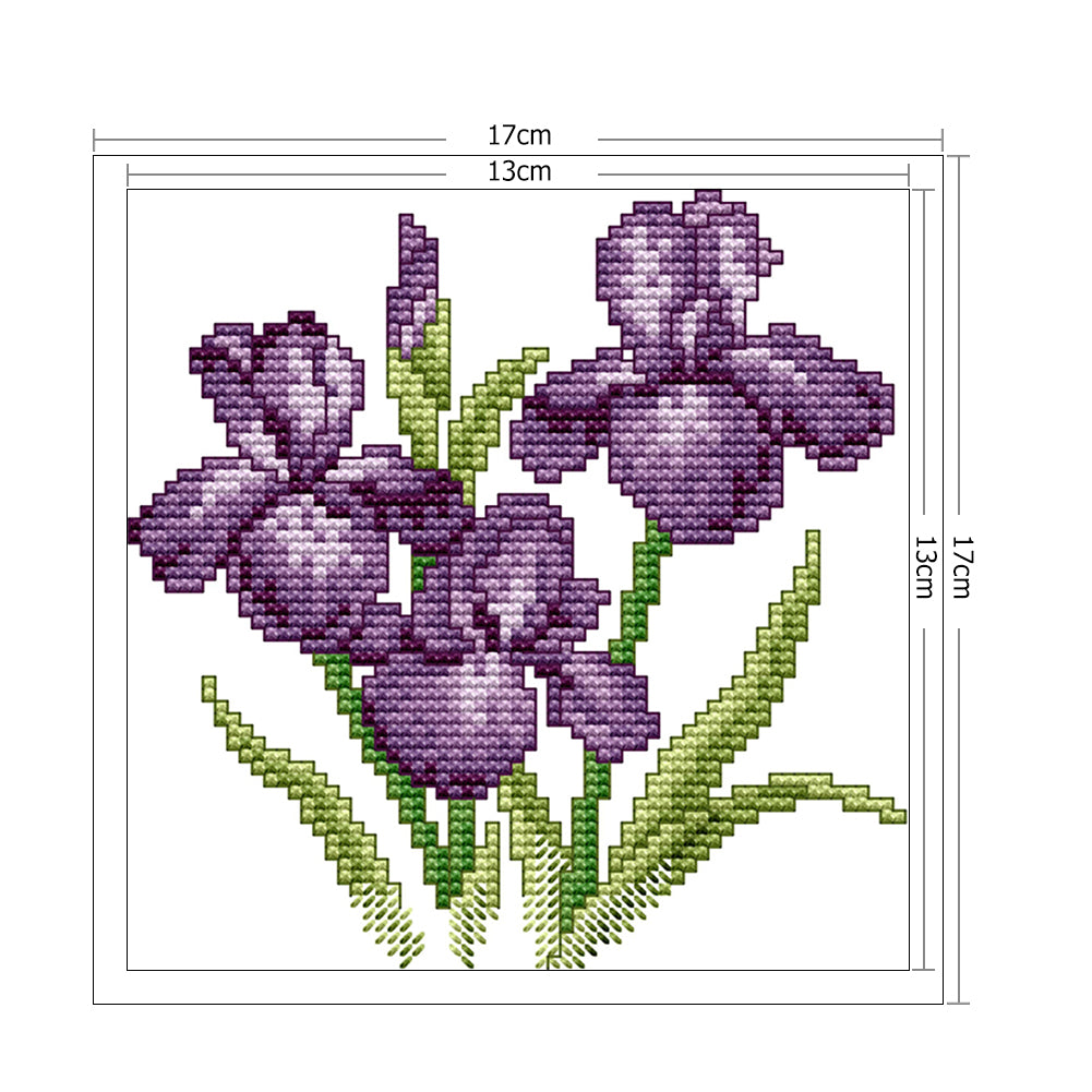 Flower Of Happiness - 14CT Stamped Cross Stitch 17x17CM - Joy Sunday