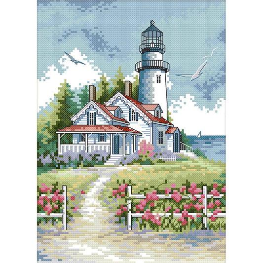 Lighthouse - 14CT Stamped Cross Stitch 21x30CM - Joy Sunday