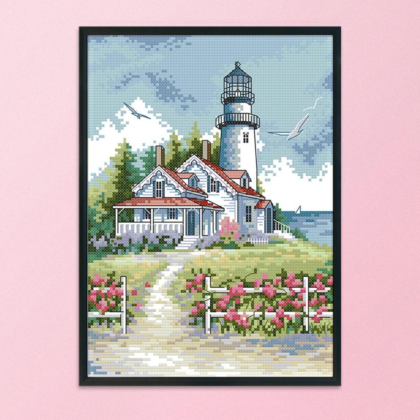 Lighthouse - 14CT Stamped Cross Stitch 21x30CM - Joy Sunday