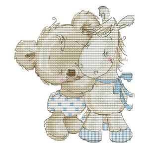 Joy Sunday - Bear And Donkey - 19*19CM 14CT 2 Stamped Cross Stitch