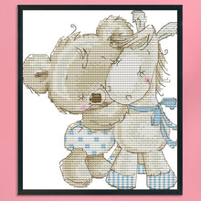Load image into Gallery viewer, Joy Sunday - Bear And Donkey - 19*19CM 14CT 2 Stamped Cross Stitch
