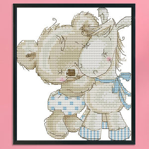 Joy Sunday - Bear And Donkey - 19*19CM 14CT 2 Stamped Cross Stitch