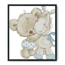 Load image into Gallery viewer, Joy Sunday - Bear And Donkey - 19*19CM 14CT 2 Stamped Cross Stitch
