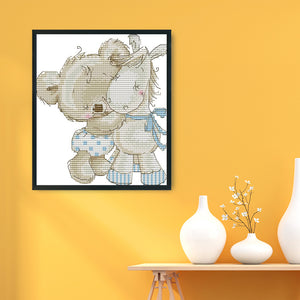 Joy Sunday - Bear And Donkey - 19*19CM 14CT 2 Stamped Cross Stitch