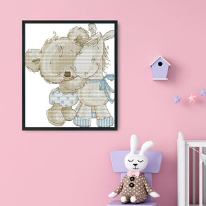 Joy Sunday - Bear And Donkey - 19*19CM 14CT 2 Stamped Cross Stitch