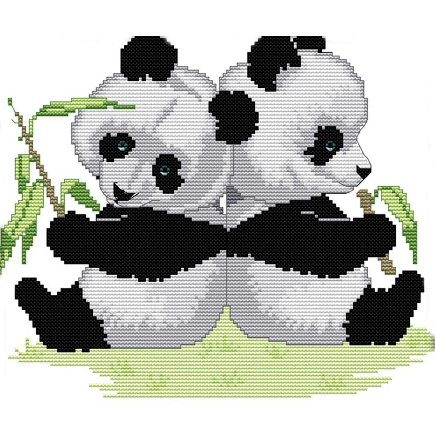 Twin Pandas - 14CT Stamped Cross Stitch 30x27CM - Joy Sunday