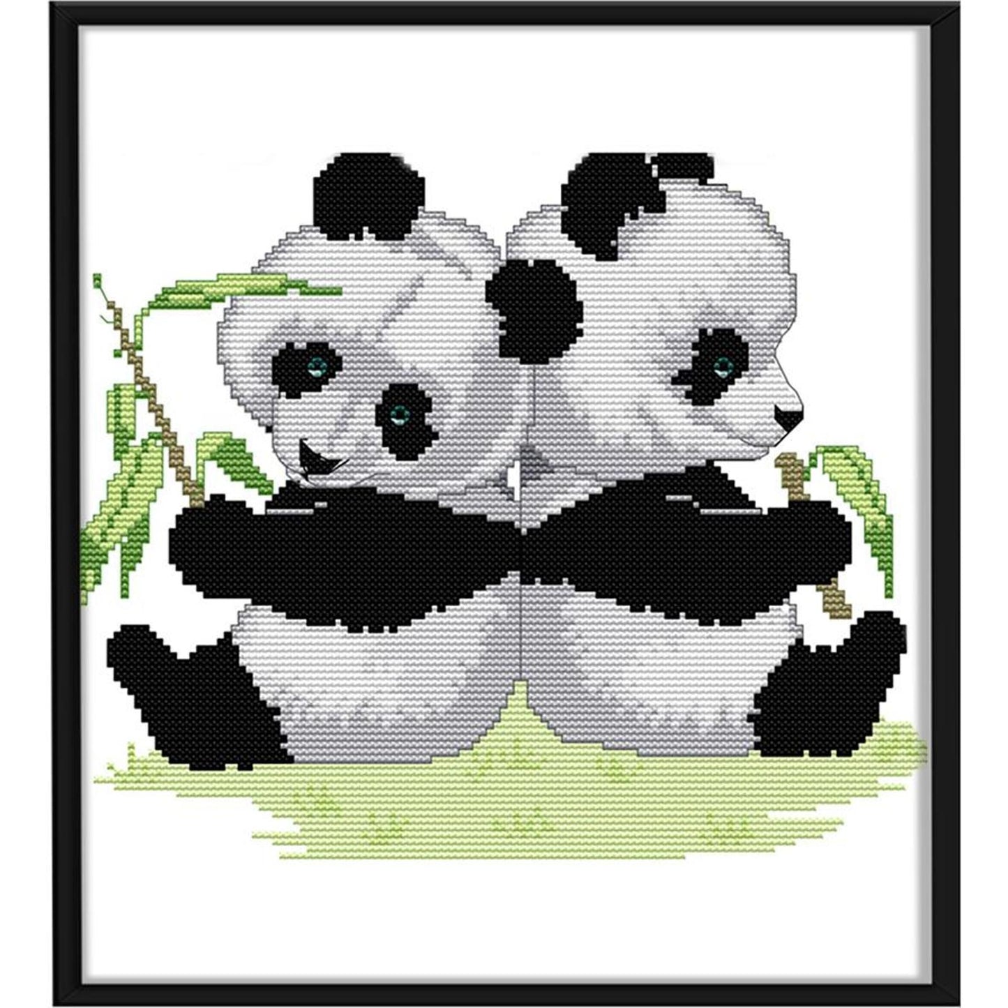 Twin Pandas - 14CT Stamped Cross Stitch 30x27CM - Joy Sunday