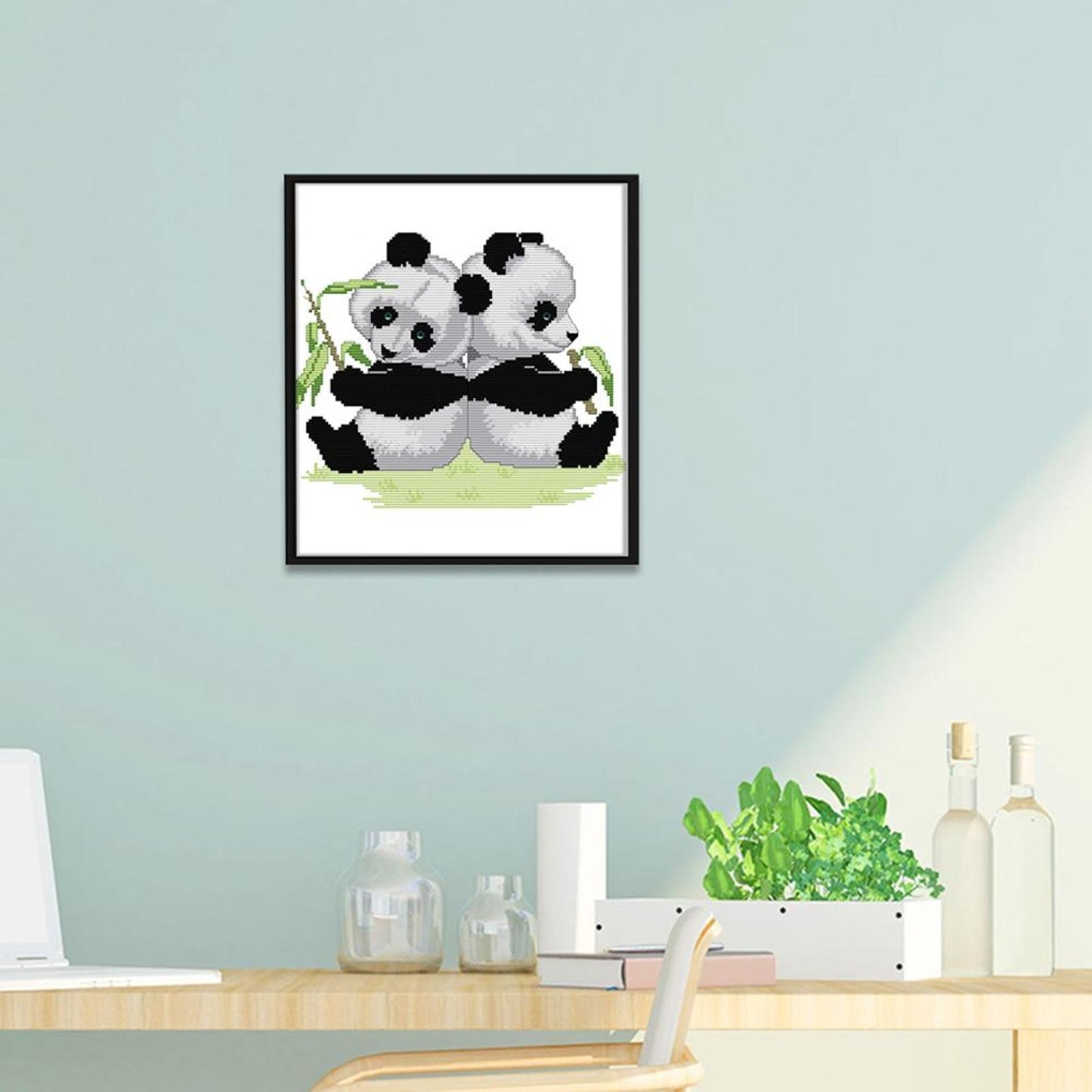 Twin Pandas - 14CT Stamped Cross Stitch 30x27CM - Joy Sunday