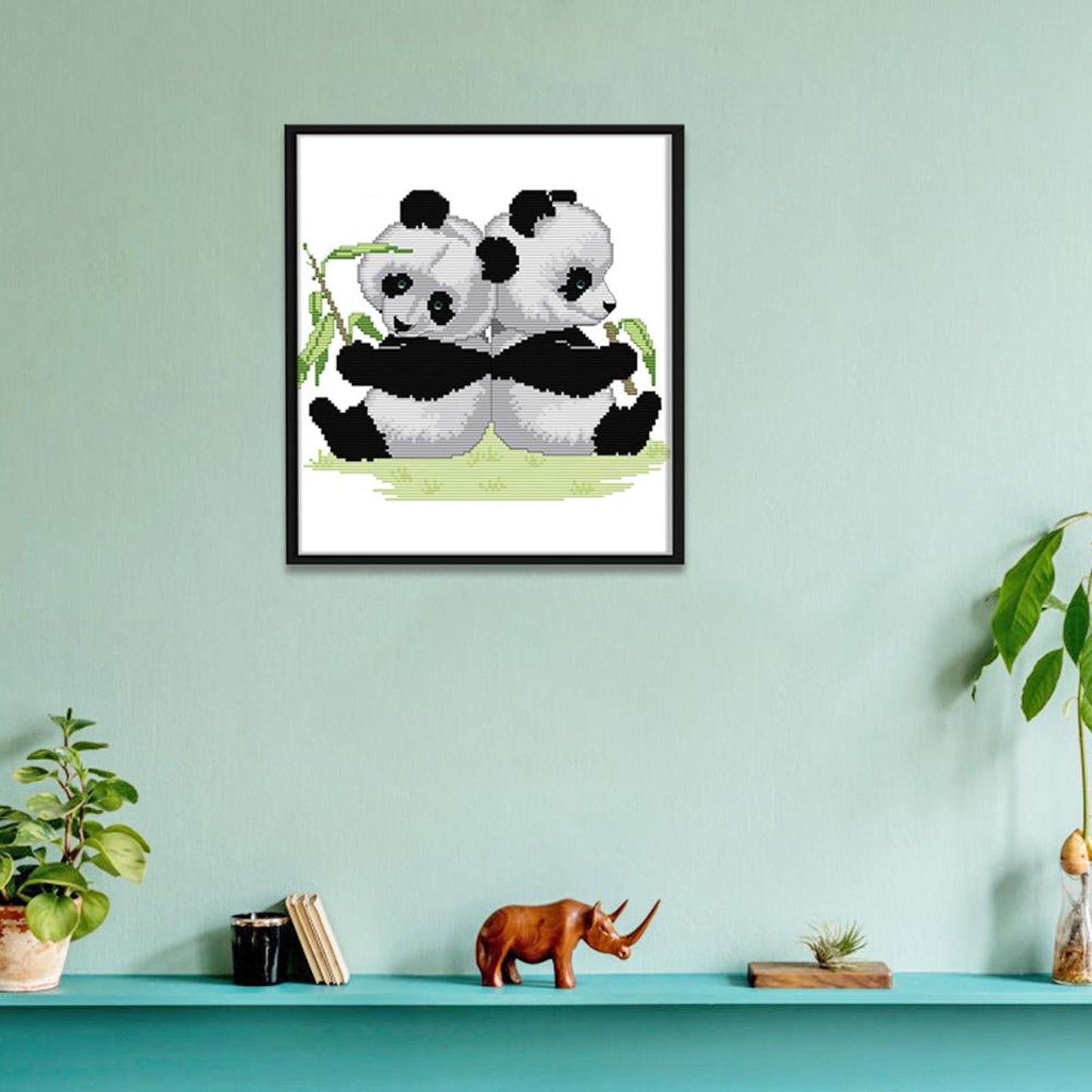 Twin Pandas - 14CT Stamped Cross Stitch 30x27CM - Joy Sunday