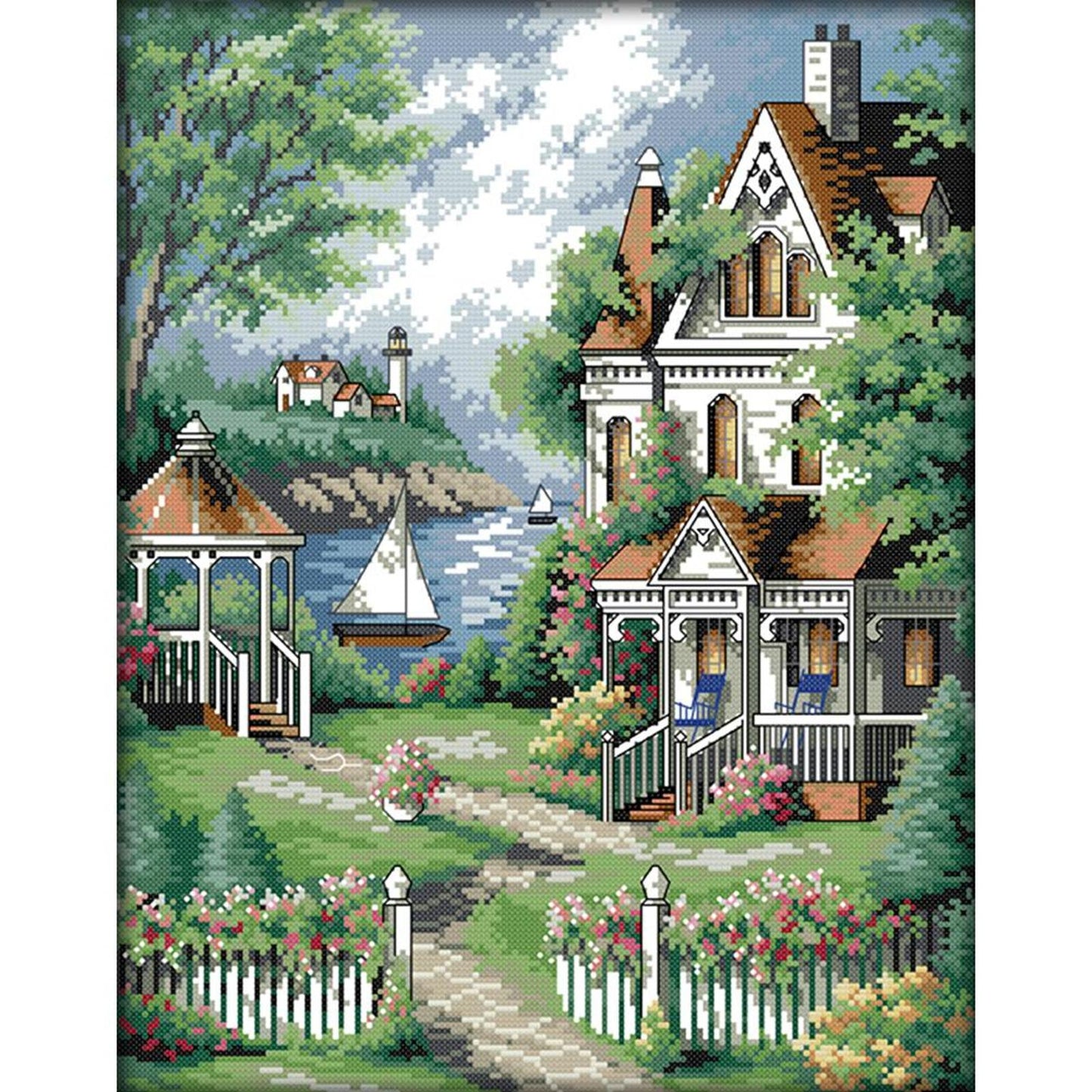 European Villa - 14CT Stamped Cross Stitch 35x44CM - Joy Sunday