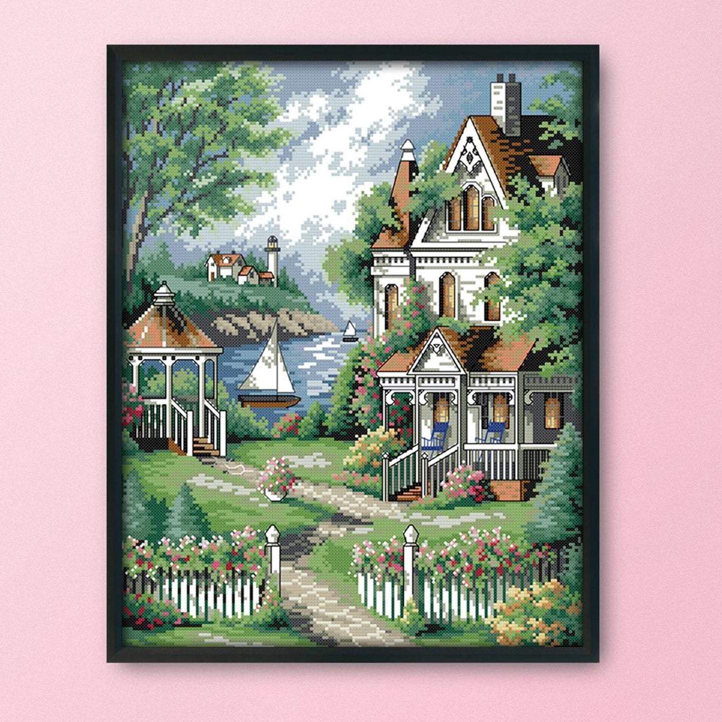 European Villa - 14CT Stamped Cross Stitch 35x44CM - Joy Sunday