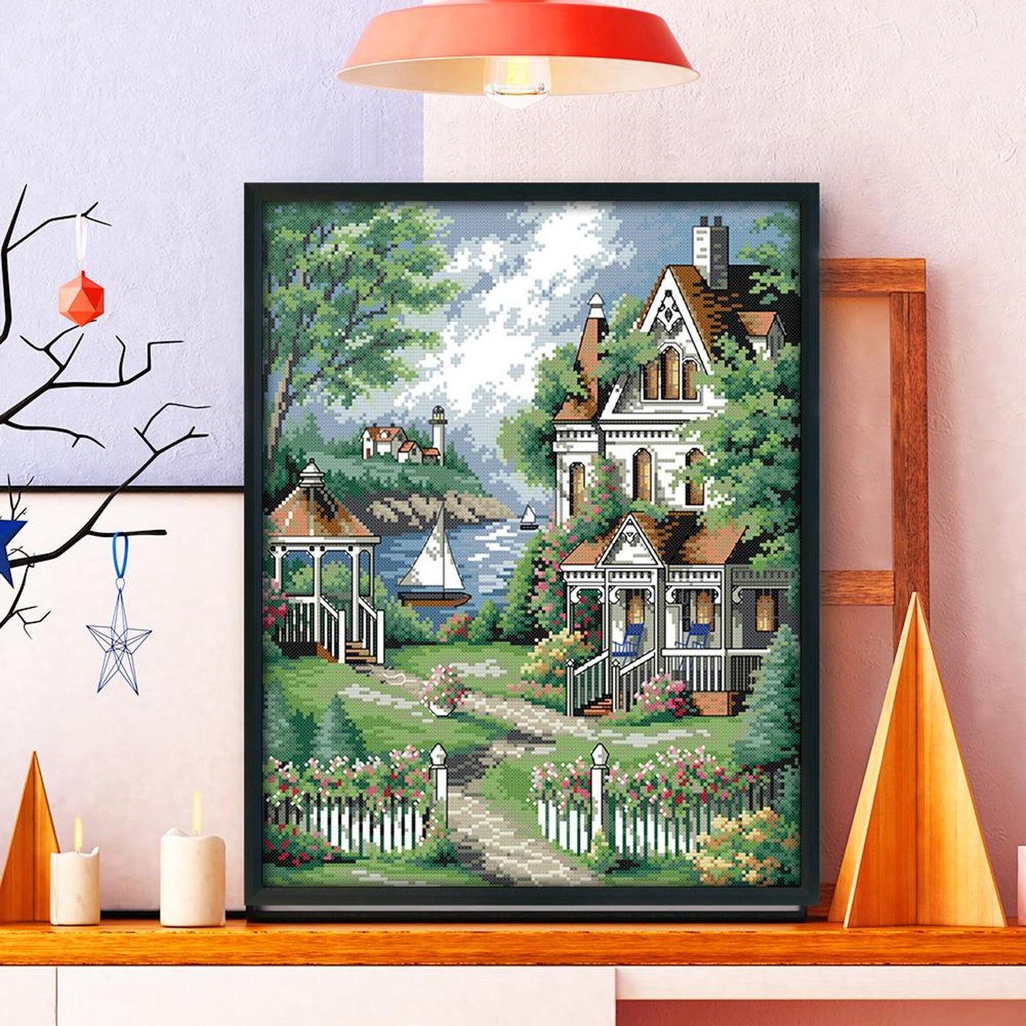 European Villa - 14CT Stamped Cross Stitch 35x44CM - Joy Sunday