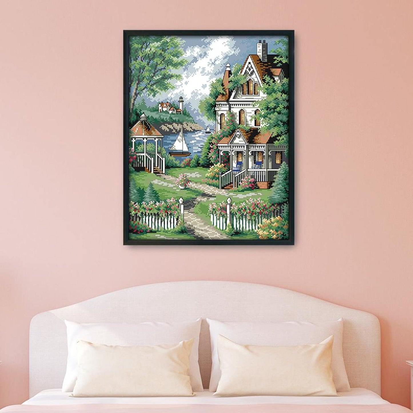 European Villa - 14CT Stamped Cross Stitch 35x44CM - Joy Sunday