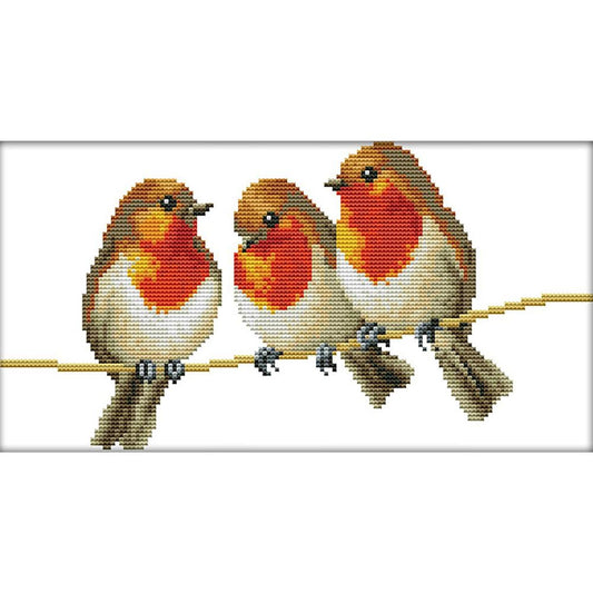 Three Little Birds - 14CT Stamped Cross Stitch 34x19CM - Joy Sunday
