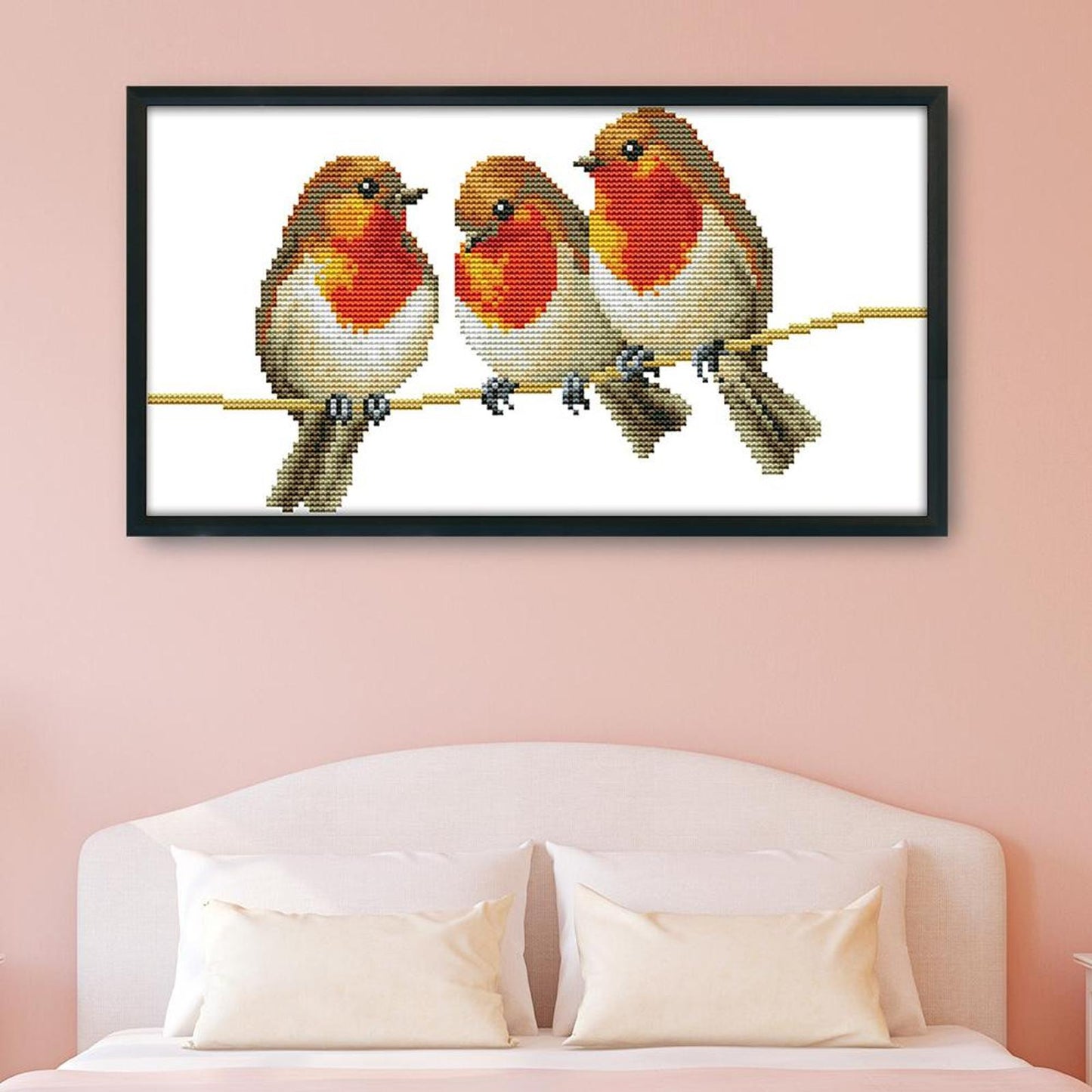 Three Little Birds - 14CT Stamped Cross Stitch 34x19CM - Joy Sunday