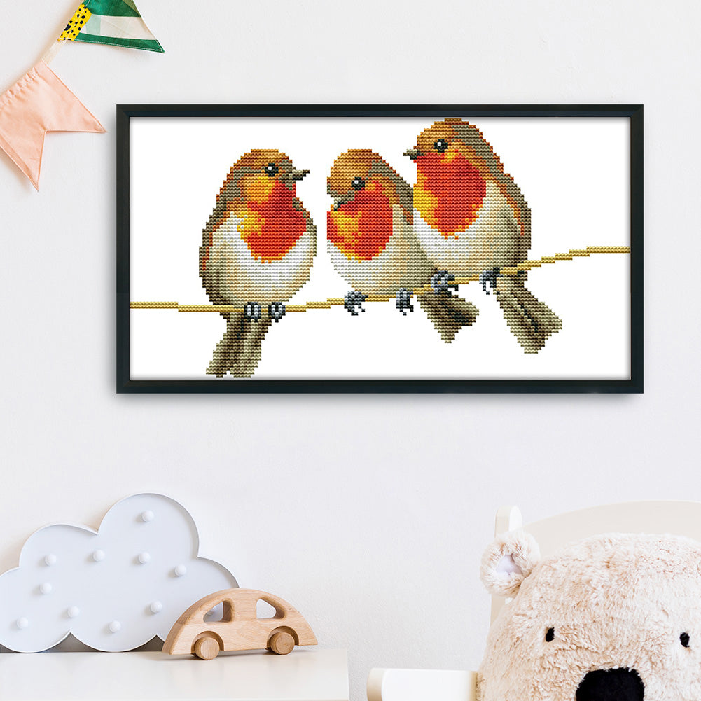 Three Little Birds - 14CT Stamped Cross Stitch 34x19CM - Joy Sunday