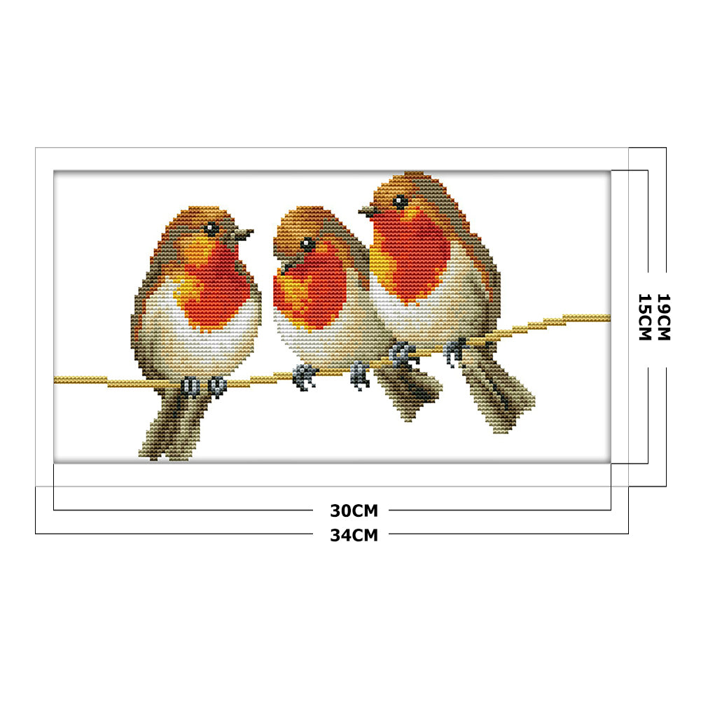 Three Little Birds - 14CT Stamped Cross Stitch 34x19CM - Joy Sunday