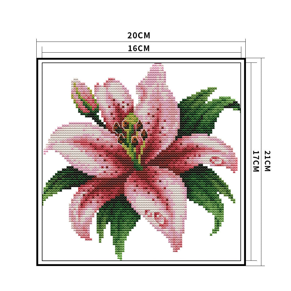 Blooming Lily - 14CT Stamped Cross Stitch 21x20CM - Joy Sunday