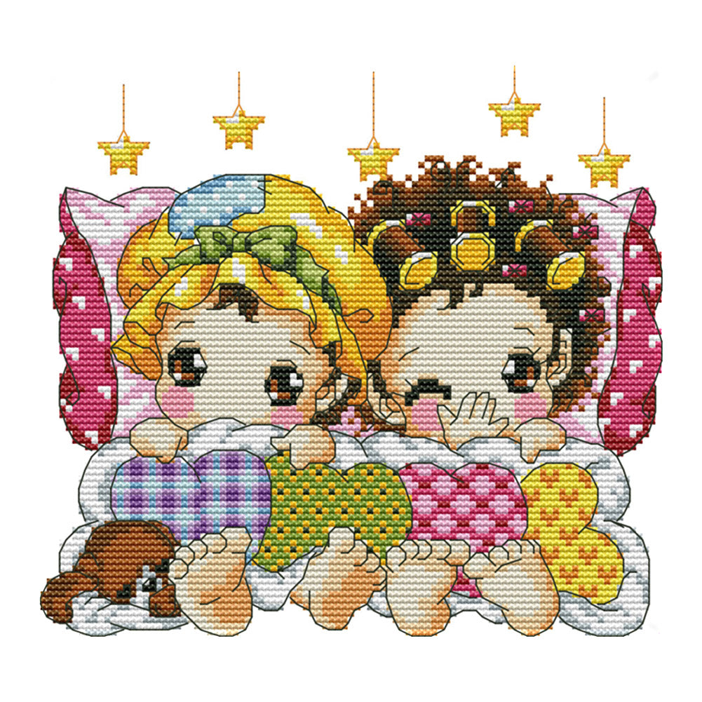 Sleeping In A Row - 14CT Stamped Cross Stitch 23x21CM - Joy Sunday