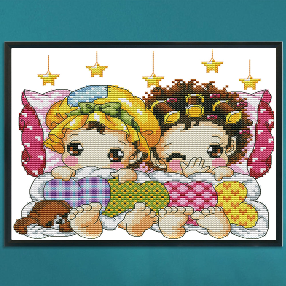 Sleeping In A Row - 14CT Stamped Cross Stitch 23x21CM - Joy Sunday