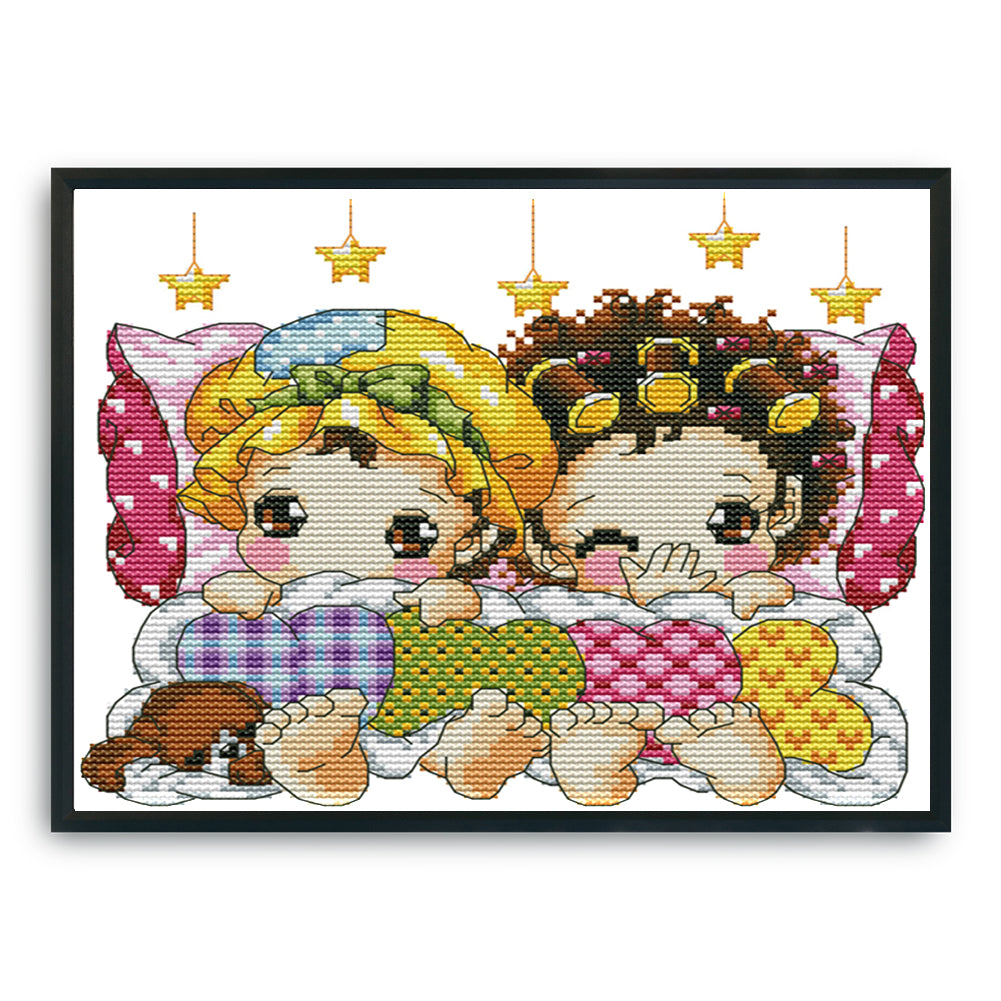 Sleeping In A Row - 14CT Stamped Cross Stitch 23x21CM - Joy Sunday
