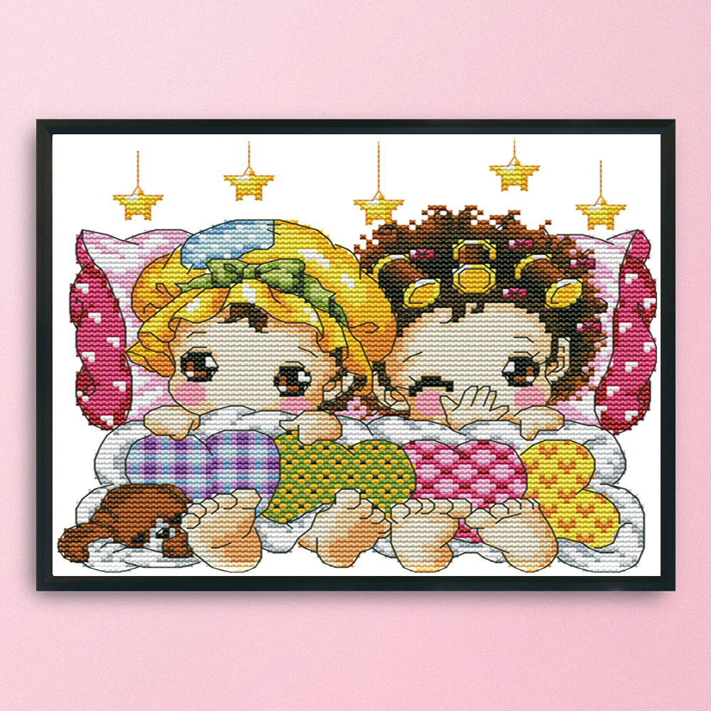 Sleeping In A Row - 14CT Stamped Cross Stitch 23x21CM - Joy Sunday