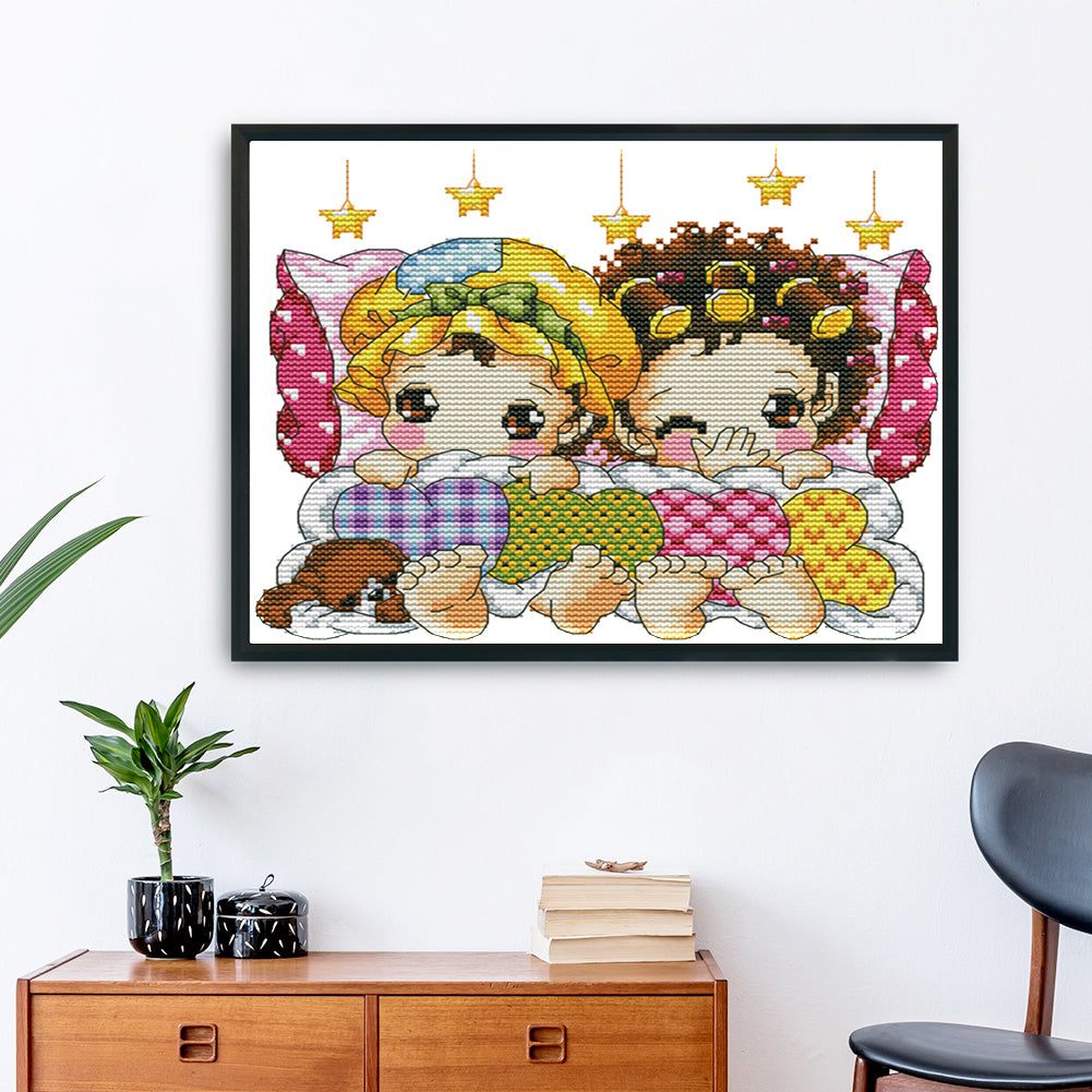 Sleeping In A Row - 14CT Stamped Cross Stitch 23x21CM - Joy Sunday
