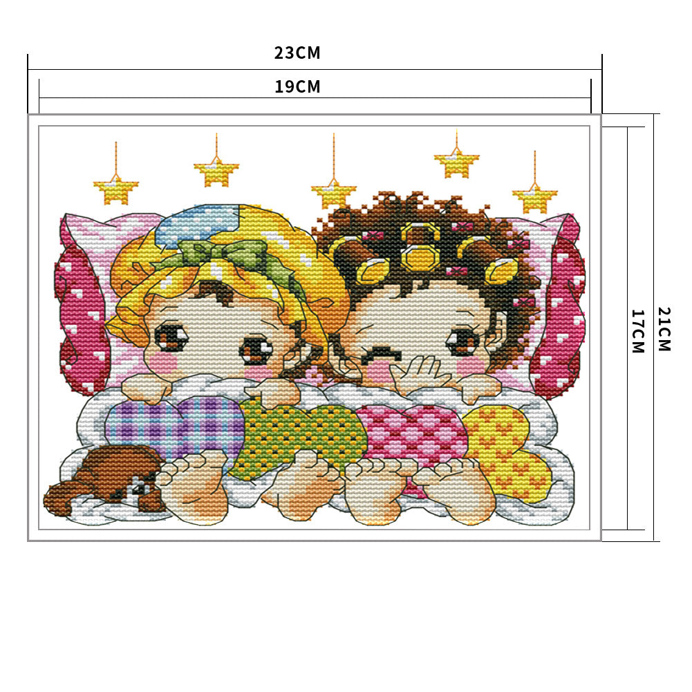 Sleeping In A Row - 14CT Stamped Cross Stitch 23x21CM - Joy Sunday