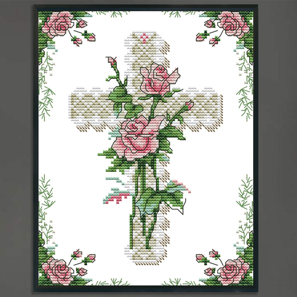 Heart Of Rose - 14CT Stamped Cross Stitch 21x28CM - Joy Sunday