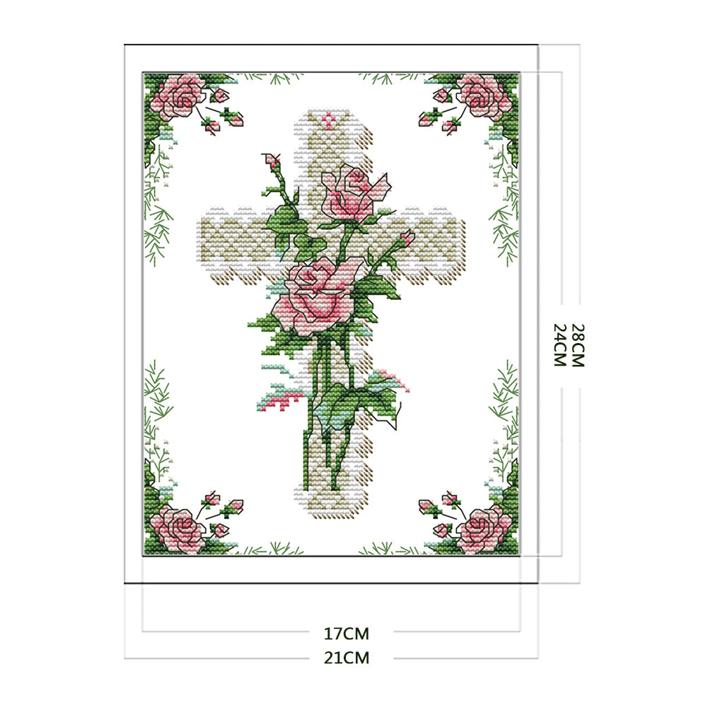 Heart Of Rose - 14CT Stamped Cross Stitch 21x28CM - Joy Sunday