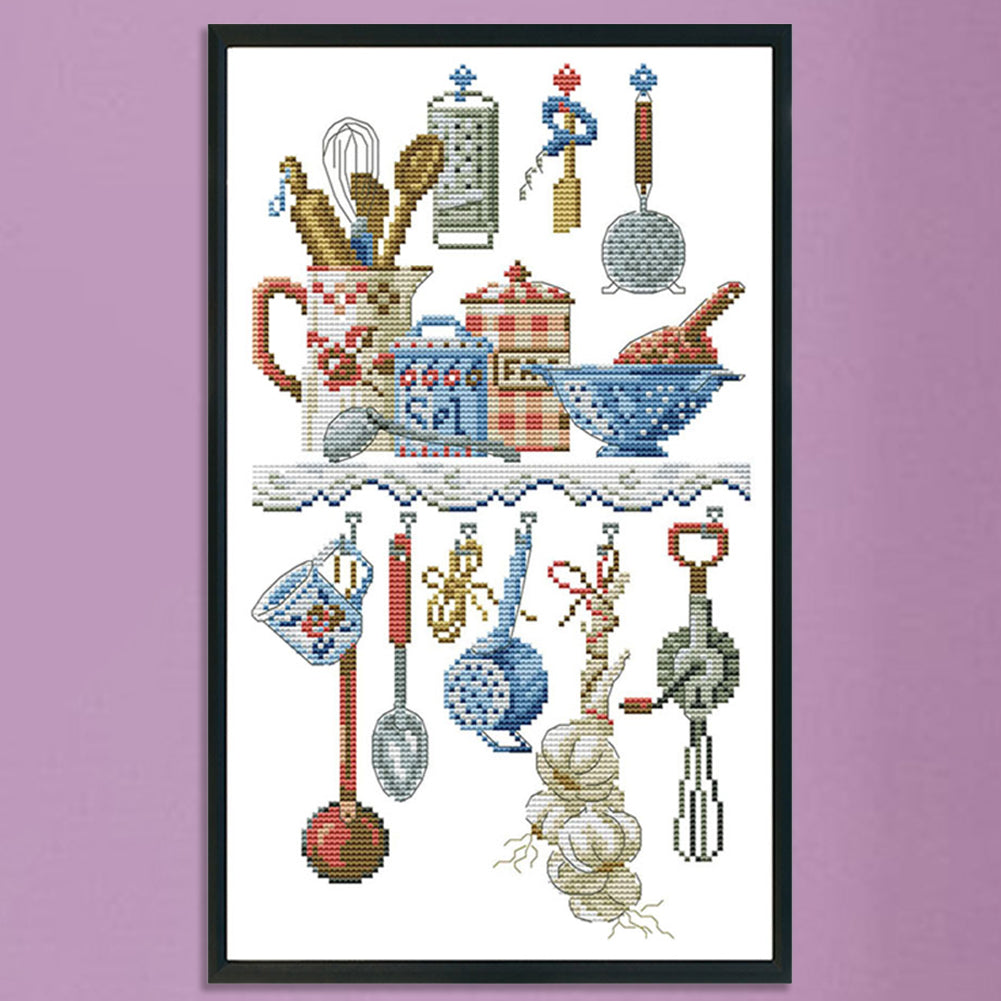 Kitchen Utensils - 14CT Stamped Cross Stitch 23x38CM - Joy Sunday