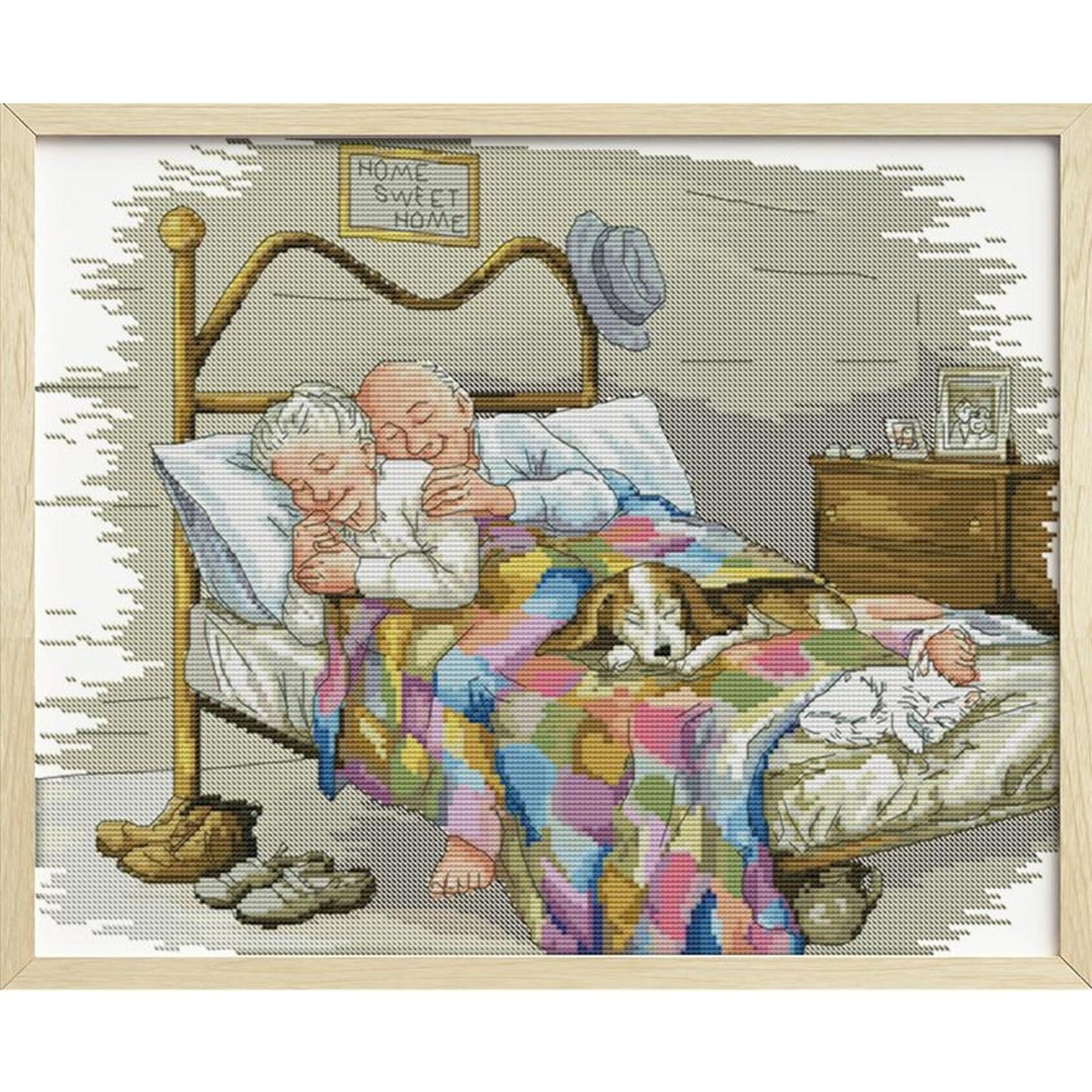 Elderly Couple - 14CT Stamped Cross Stitch 44x36CM - Joy Sunday