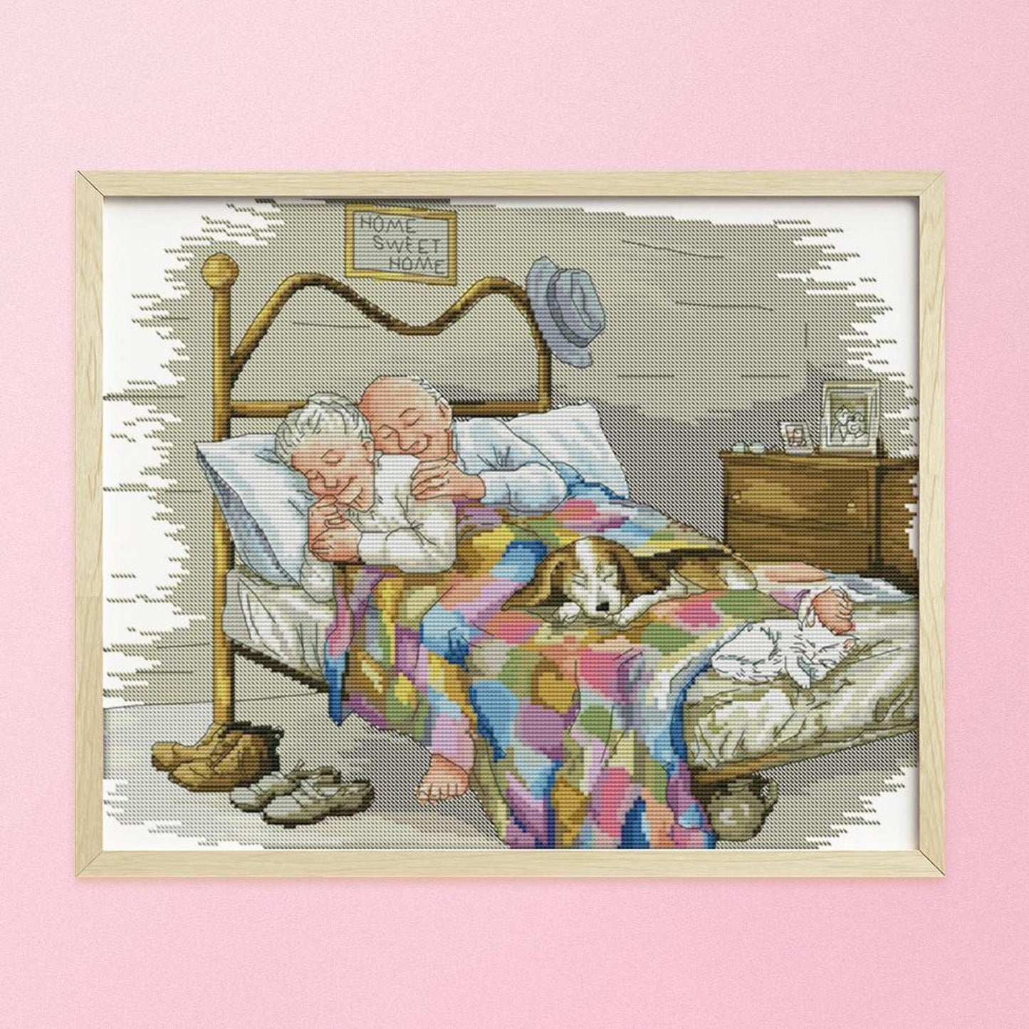 Elderly Couple - 14CT Stamped Cross Stitch 44x36CM - Joy Sunday