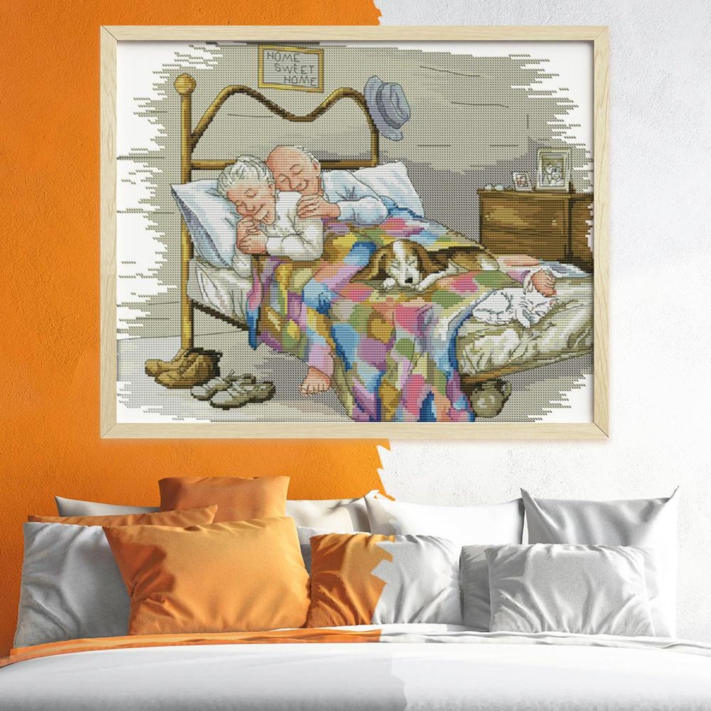 Elderly Couple - 14CT Stamped Cross Stitch 44x36CM - Joy Sunday