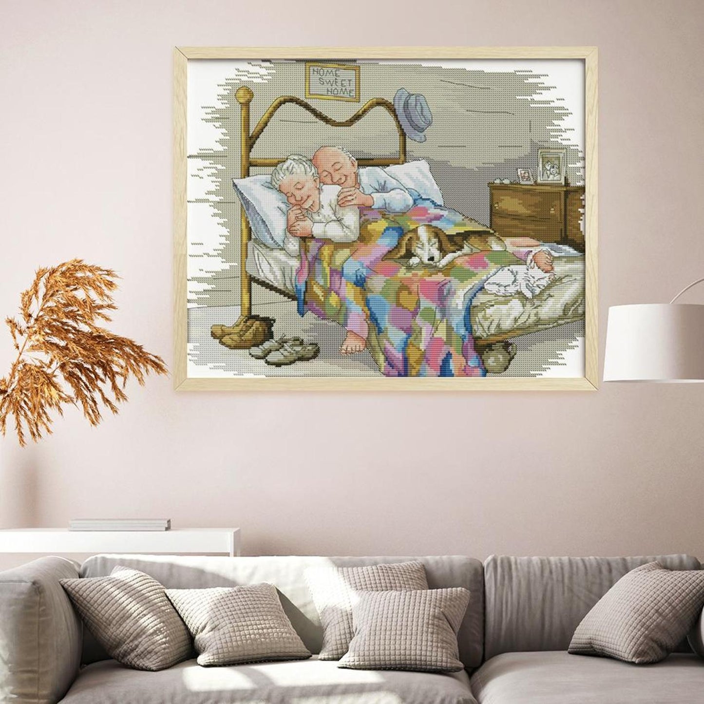 Elderly Couple - 14CT Stamped Cross Stitch 44x36CM - Joy Sunday