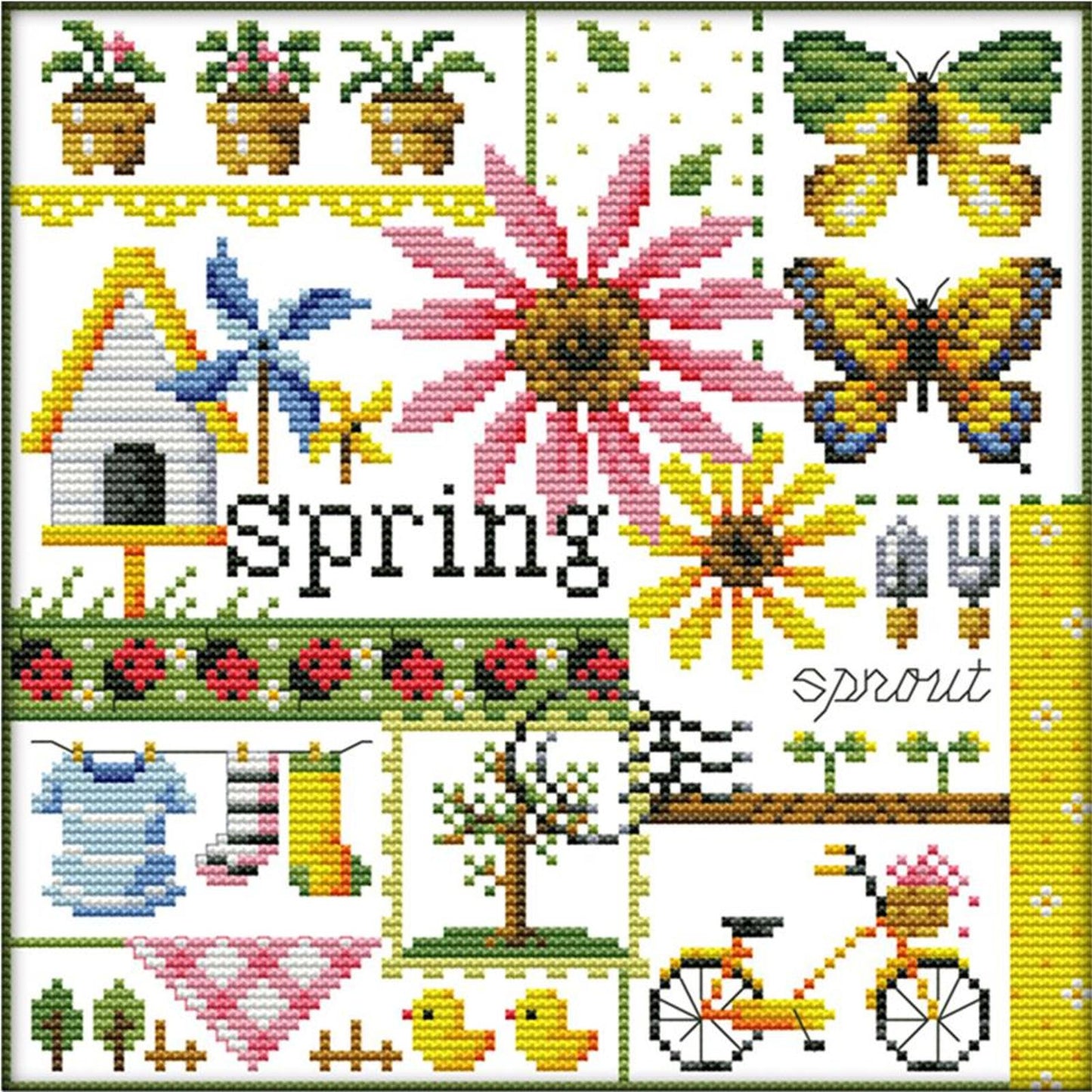 Four Seasons - Spring - 14CT Stamped Cross Stitch 26x26CM - Joy Sunday