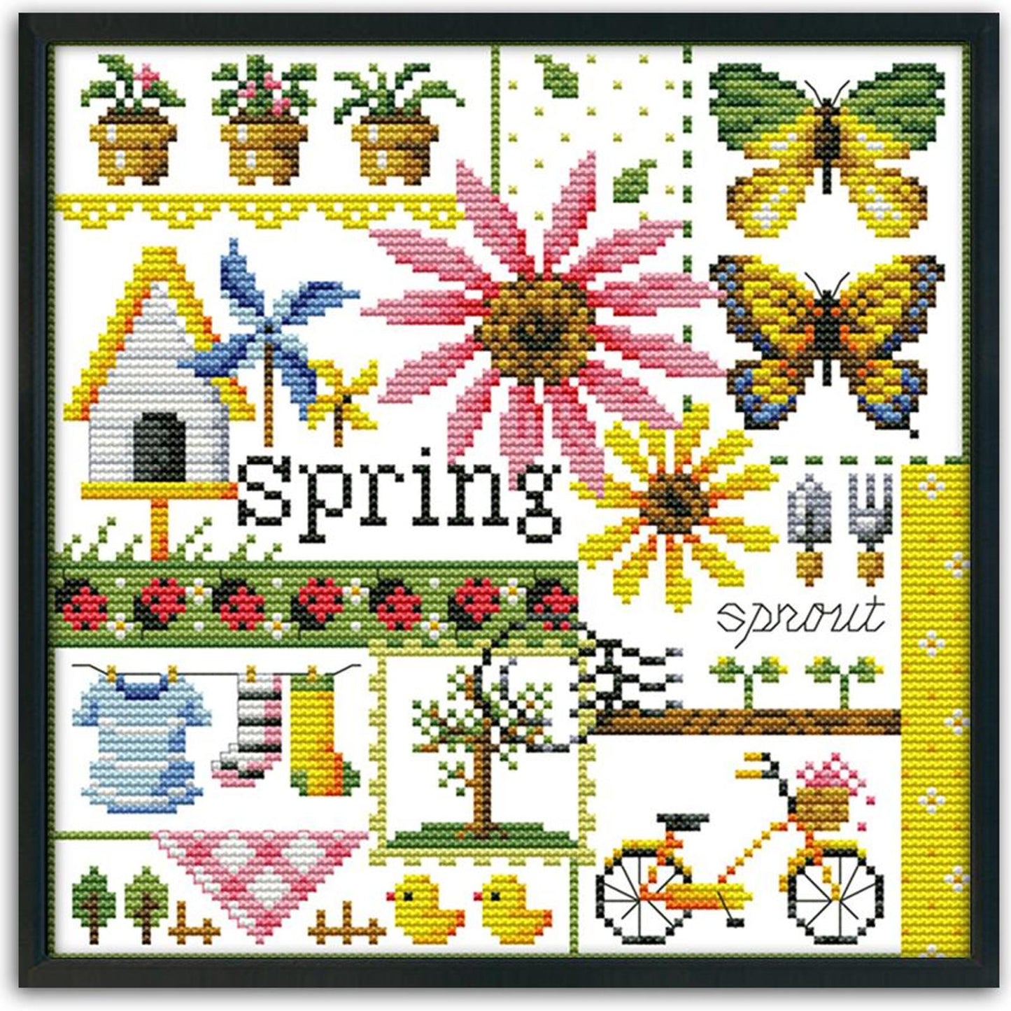 Four Seasons - Spring - 14CT Stamped Cross Stitch 26x26CM - Joy Sunday
