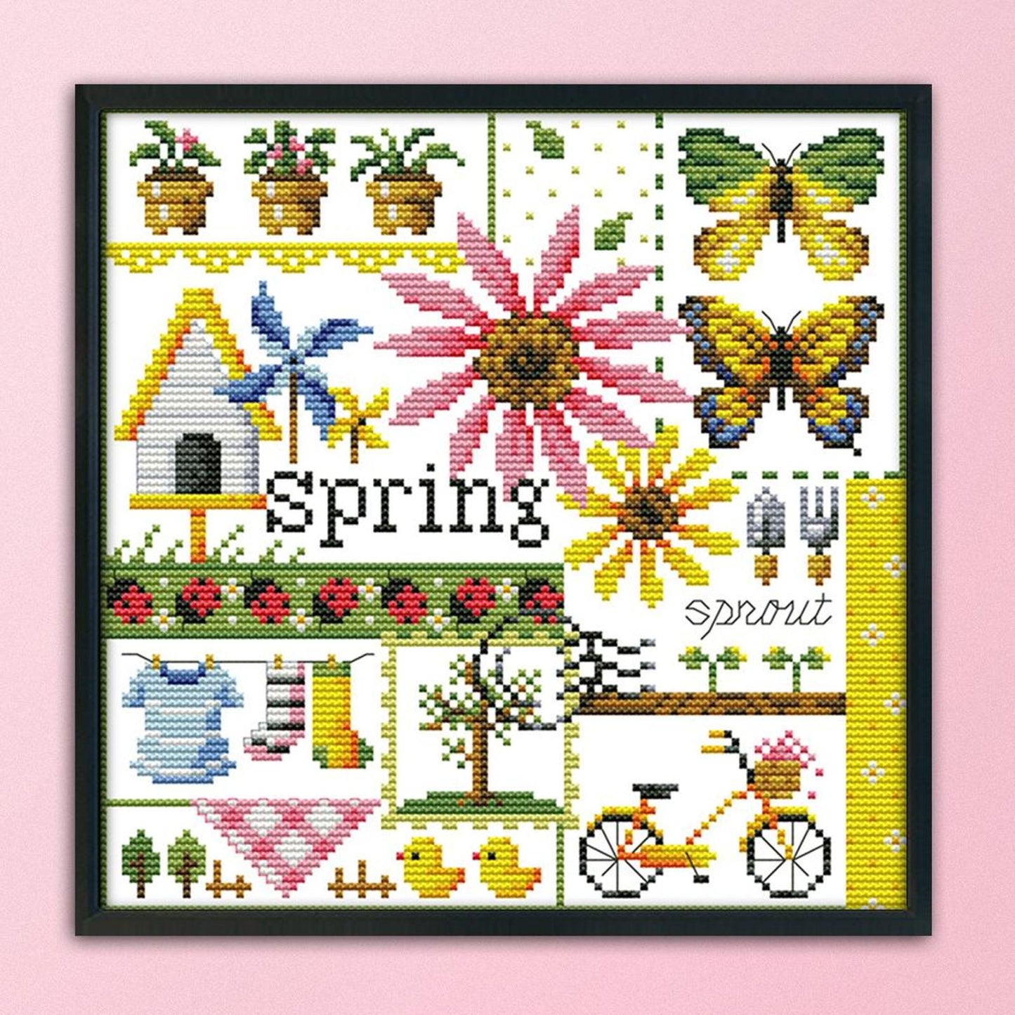 Four Seasons - Spring - 14CT Stamped Cross Stitch 26x26CM - Joy Sunday