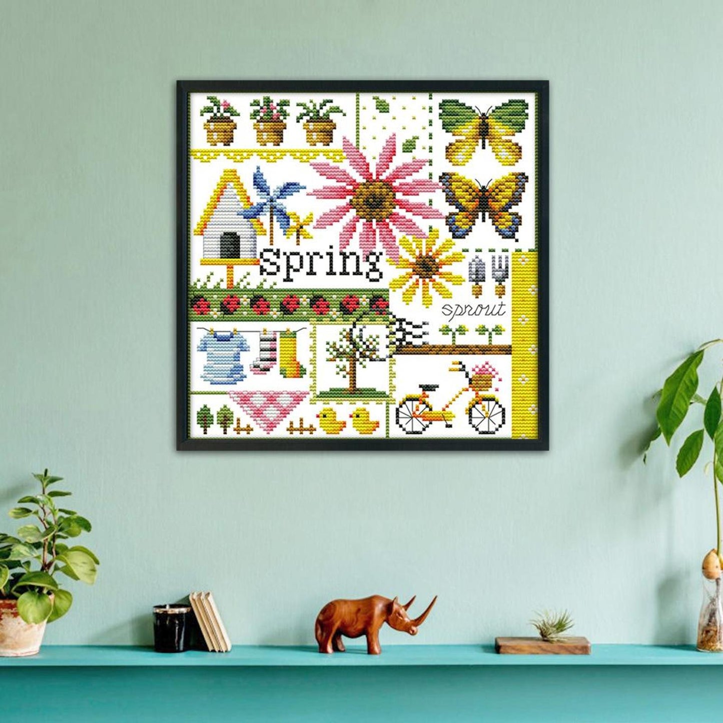 Four Seasons - Spring - 14CT Stamped Cross Stitch 26x26CM - Joy Sunday
