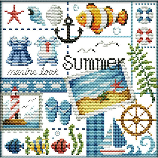 Four Seasons - Summer - 14CT Stamped Cross Stitch 27x26CM - Joy Sunday