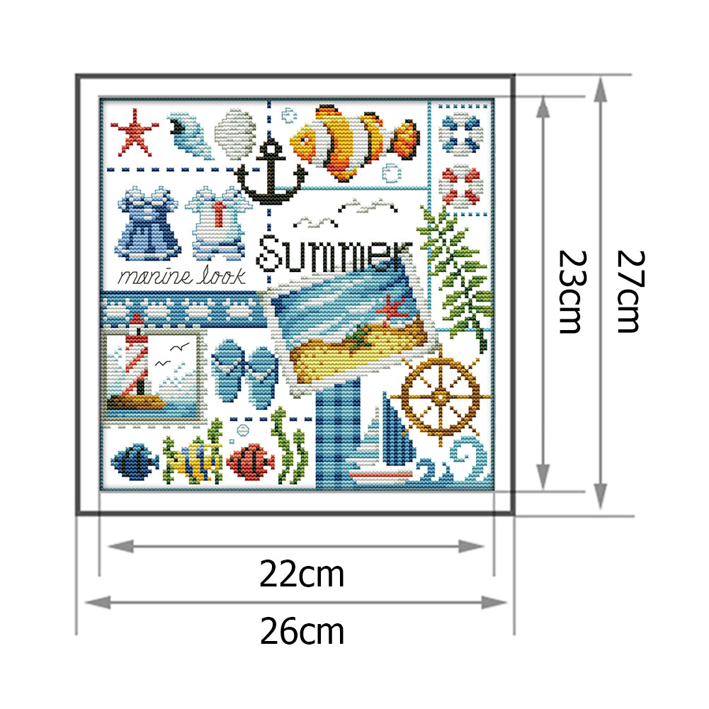 Four Seasons - Summer - 14CT Stamped Cross Stitch 27x26CM - Joy Sunday