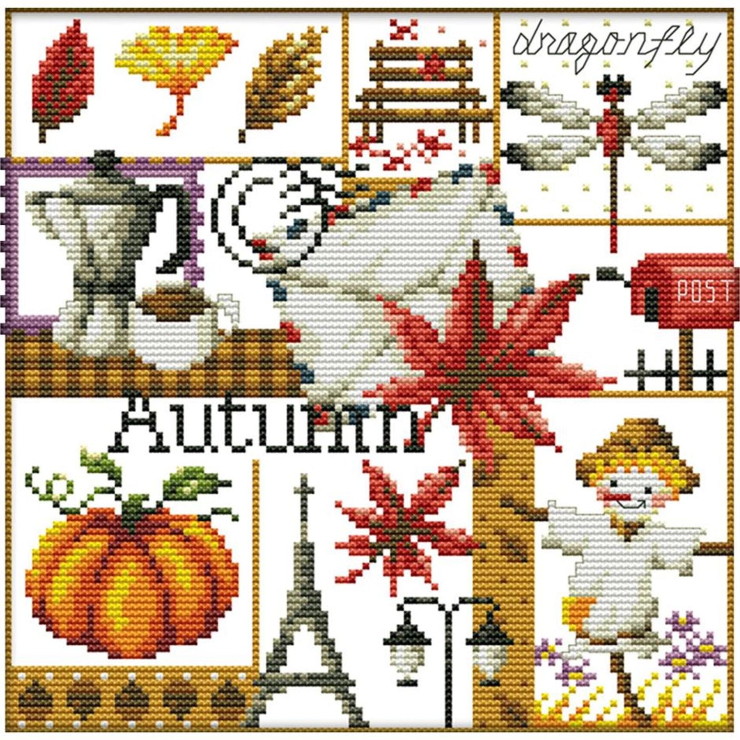 Four Seasons - Autumn - 14CT Stamped Cross Stitch 27x26CM - Joy Sunday
