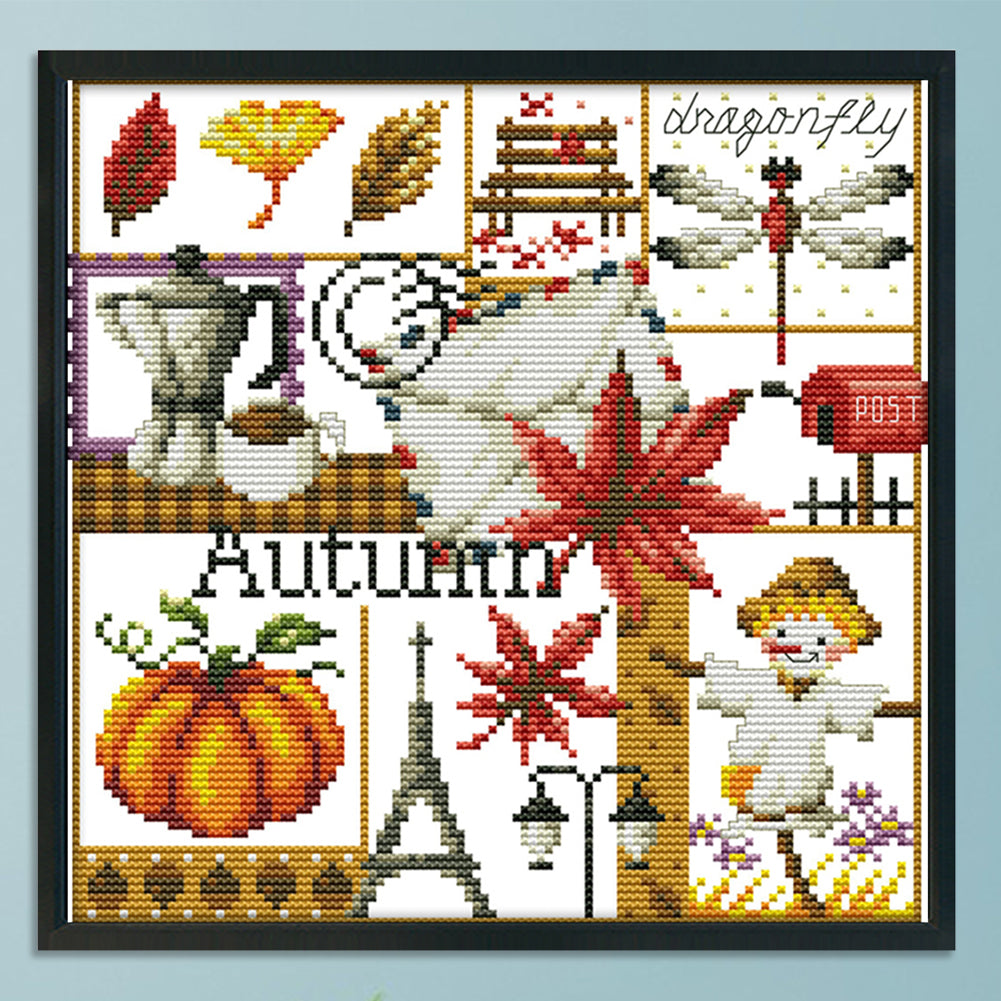Four Seasons - Autumn - 14CT Stamped Cross Stitch 27x26CM - Joy Sunday