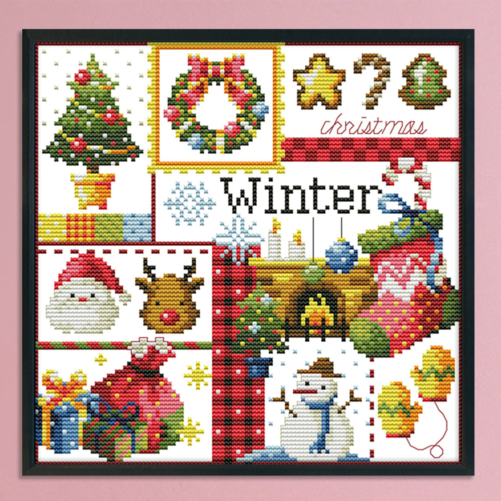 Four Seasons - Winter - 14CT Stamped Cross Stitch 27x27CM - Joy Sunday