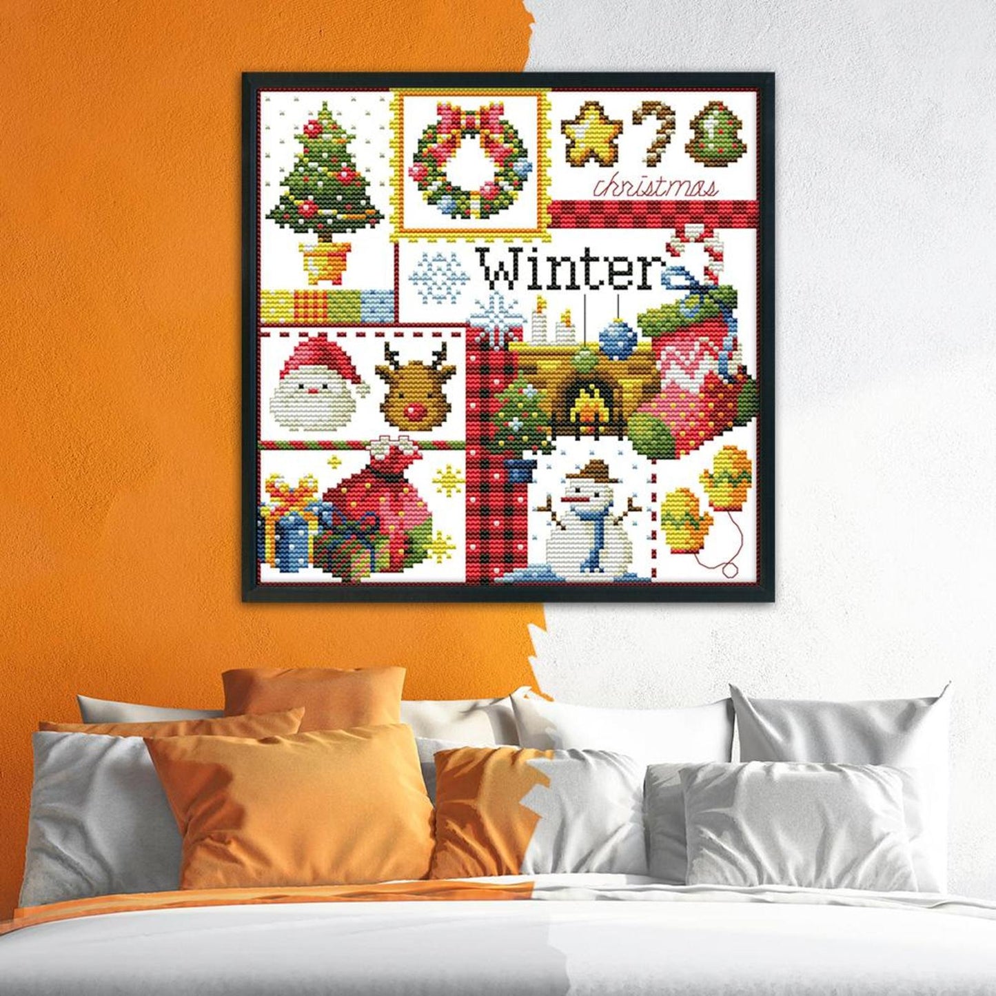 Four Seasons - Winter - 14CT Stamped Cross Stitch 27x27CM - Joy Sunday