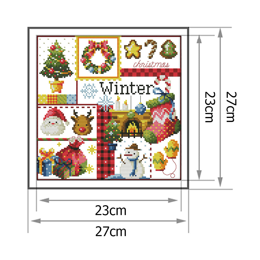 Four Seasons - Winter - 14CT Stamped Cross Stitch 27x27CM - Joy Sunday