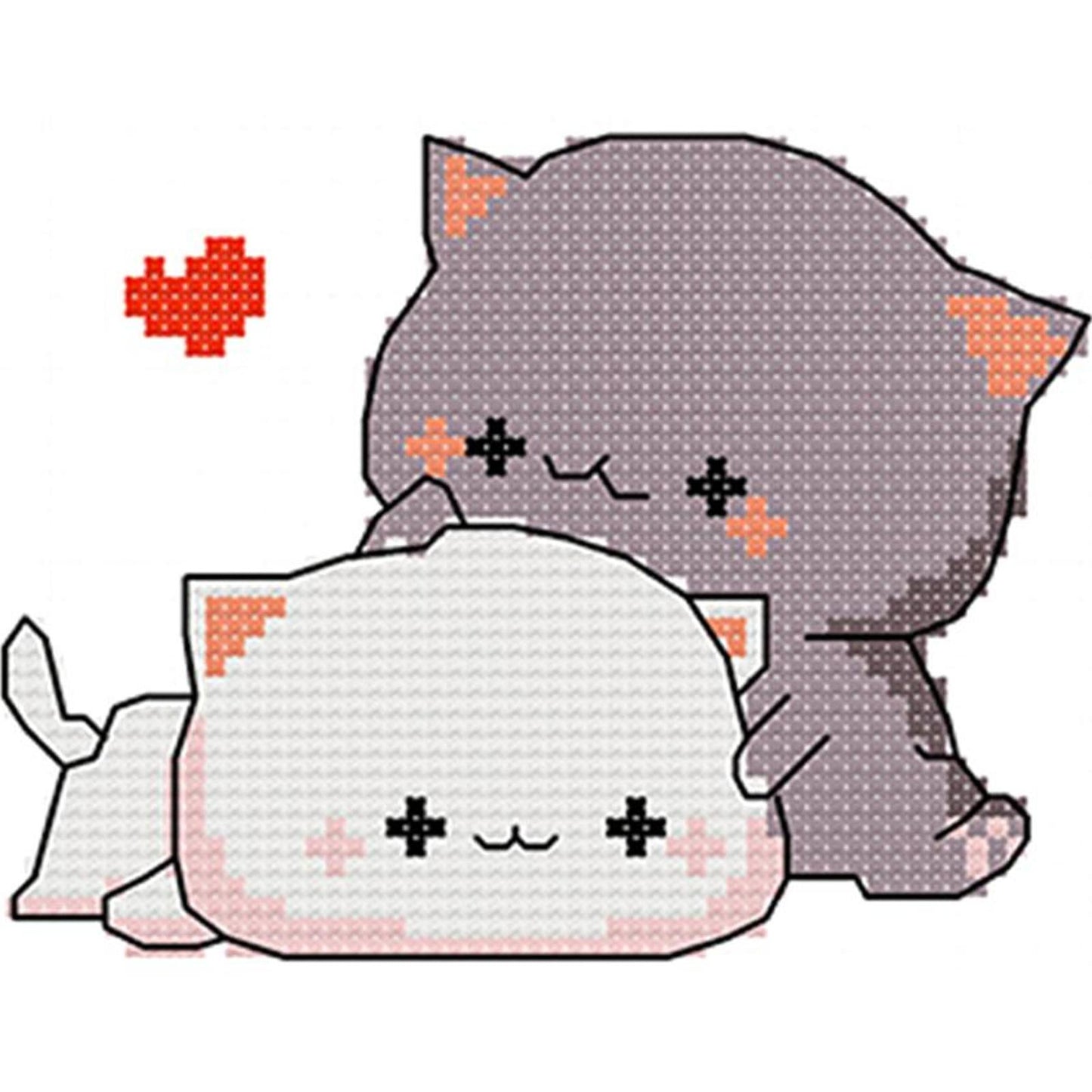 Loving Cat Couple - 11CT Stamped Cross Stitch 25x20CM - Spring